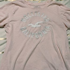 Hollister pink striped short sleeve tee